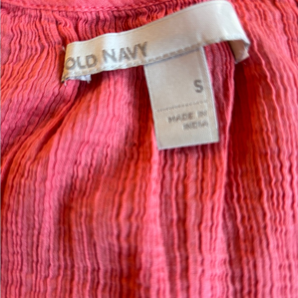 Old Navy Coral Cotton 3/4 Sleeve Top Embroidered Accents Small (3 for $12 item) - Picture 3 of 5